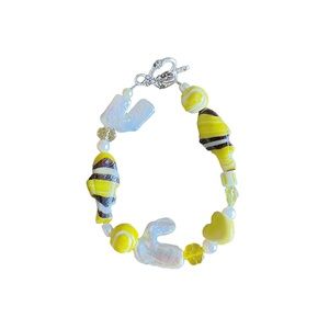 Fish yellow and white charm bracelet